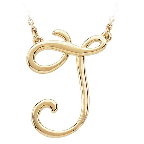 14k Yellow Gold, Olivia Collection, Medium Script Initial J Necklace - Picture 1 of 4